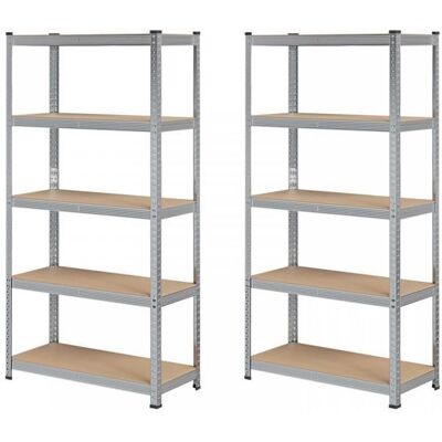 Lot de 2 Étagère de Rangement - Avec 5 Niveaux Réglables - Structure Robuste - 100x50x200 cm - Argent - LVHCMFOHM Beige - Publicité Lot de 2 Étagère de Rangement - Avec 5 Niveaux Réglables - Structure Robuste - 100x50x200 cm - Argent - LVHCMFOHM Beige - Publicité