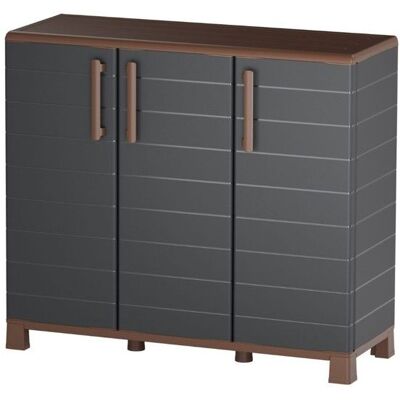 Armoire Basse de Rangement 3 portes 1 étagère 20kg max Intérieur Extérieur - Meuble de rangement Anthracite Art Plast Gris - Publicité Armoire Basse de Rangement 3 portes 1 étagère 20kg max Intérieur Extérieur - Meuble de rangement Anthracite Art Plast Gris - Publicité