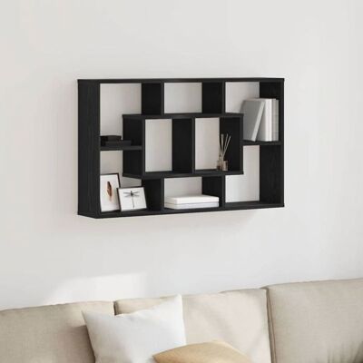 VIDAXL Étagère murale chêne noir 85 x 16 x 525 cm - bois dingénierie compartiments cubiques finition mate Noir - Publicité VIDAXL Étagère murale chêne noir 85 x 16 x 525 cm - bois dingénierie compartiments cubiques finition mate Noir - Publicité