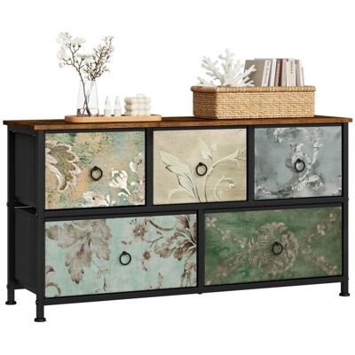 Commode Chambre WOLTU - Meuble 5 Tiroirs en Tissu - Bois dIngénierie et Métal - Motif de Fleur Vintage W0ITT5022 - Publicité Commode Chambre WOLTU - Meuble 5 Tiroirs en Tissu - Bois dIngénierie et Métal - Motif de Fleur Vintage W0ITT5022 - Publicité