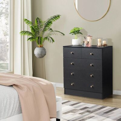 ALIGHTUP Commode de chambre 5 tiroirs avec poignée Style scandinave moderne 66 x 33 x 73cm Noir Noir - Publicité ALIGHTUP Commode de chambre 5 tiroirs avec poignée Style scandinave moderne 66 x 33 x 73cm Noir Noir - Publicité