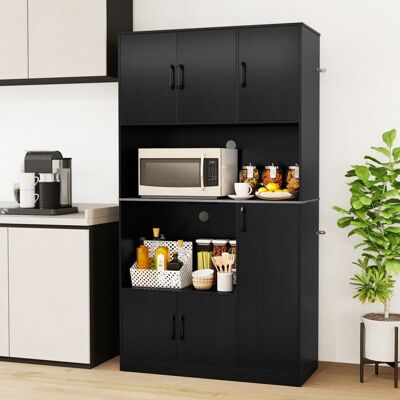GIANTEX Buffet de Cuisine Moderne-Station de Charge-Armoire de Rangement Haute à porte-2 Compartiments Ouvert-100x40x180 cm-Noir Noir - Publicité GIANTEX Buffet de Cuisine Moderne-Station de Charge-Armoire de Rangement Haute à porte-2 Compartiments Ouvert-100x40x180 cm-Noir Noir - Publicité