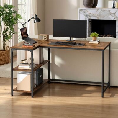 VASAGLE Bureau en L Étagères Réglables avec Rangement 120 x 80 cm Marron Marron - Publicité VASAGLE Bureau en L Étagères Réglables avec Rangement 120 x 80 cm Marron Marron - Publicité