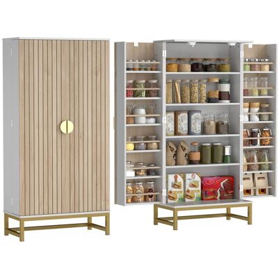 Armoire de cuisine - HOMCOM - 12 étagères à portes étagères ajustables - panneau de particules - 58x29x1195cm - blanc Blanc - Publicité Armoire de cuisine - HOMCOM - 12 étagères à portes étagères ajustables - panneau de particules - 58x29x1195cm - blanc Blanc - Publicité