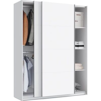 PEGANE Armoir placard / meuble de rangement coloris Blanc - Hauteur 200 x Longueur 150 x Profondeur 62 cm Blanc - Publicité PEGANE Armoir placard / meuble de rangement coloris Blanc - Hauteur 200 x Longueur 150 x Profondeur 62 cm Blanc - Publicité