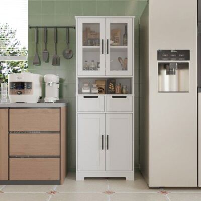 ALIGHTUP - Buffet meuble de rangement 4 portes + 2 tiroirs + 1 compartiment de rangement meuble de salle de bain60x30x170cm Blanc - Publicité ALIGHTUP - Buffet meuble de rangement 4 portes + 2 tiroirs + 1 compartiment de rangement meuble de salle de bain60x30x170cm Blanc - Publicité