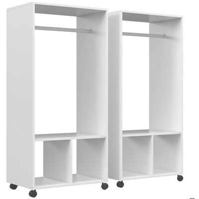 Lot de 2 portants à vêtements - HOMCOM - Bois - 60x40x128cm - Blanc Blanc - Publicité Lot de 2 portants à vêtements - HOMCOM - Bois - 60x40x128cm - Blanc Blanc - Publicité