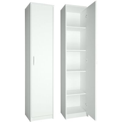 HOME COLLECTIVE Armoire de rangement avec 4 étagères et 1 porte - 39x35x180 cm - Meuble de rangement - Style moderne - Blanc Blanc - Publicité HOME COLLECTIVE Armoire de rangement avec 4 étagères et 1 porte - 39x35x180 cm - Meuble de rangement - Style moderne - Blanc Blanc - Publicité