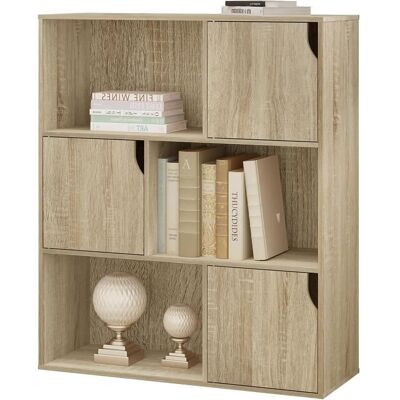 Bibliothèque avec 6 Compartiments - EUGAD - Étagère de Rangement en Bois Composé - Chêne Clair - 80x30x96cm Marron - Publicité Bibliothèque avec 6 Compartiments - EUGAD - Étagère de Rangement en Bois Composé - Chêne Clair - 80x30x96cm Marron - Publicité