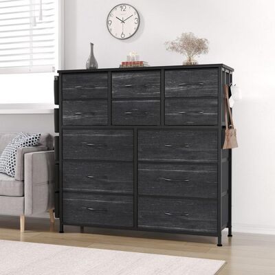 Commode de chambre - PROMIRACAL - Commode 12 tiroirs en tissu - 12 tiroirs - Noir - 99x30x110 cm Noir - Publicité Commode de chambre - PROMIRACAL - Commode 12 tiroirs en tissu - 12 tiroirs - Noir - 99x30x110 cm Noir - Publicité