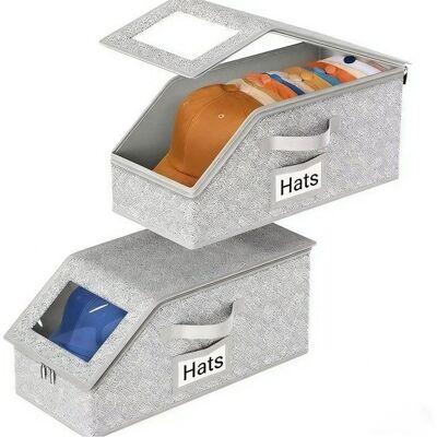 Boîte de rangement pour casquettes - DEMA - Capacité 24 casquettes - Empilable - Dimensions 42x22x17 cm Gris - Publicité Boîte de rangement pour casquettes - DEMA - Capacité 24 casquettes - Empilable - Dimensions 42x22x17 cm Gris - Publicité