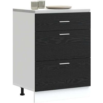 Meuble de cuisine bas - vidaXL - Riga - Chêne noir - 60x46x815 cm - Grand espace de stockage - Avec tiroir - Durable Noir - Publicité Meuble de cuisine bas - vidaXL - Riga - Chêne noir - 60x46x815 cm - Grand espace de stockage - Avec tiroir - Durable Noir - Publicité