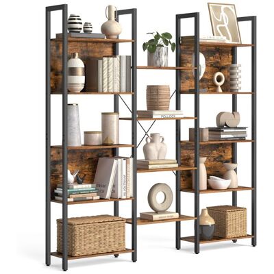 VASAGLE Bibliothèque Étagère de Rangement avec 14 Étagères Cadre en Métal Salon 24 x 158 x 166 cm Marron Rustique et Noir Marron - Publicité VASAGLE Bibliothèque Étagère de Rangement avec 14 Étagères Cadre en Métal Salon 24 x 158 x 166 cm Marron Rustique et Noir Marron - Publicité