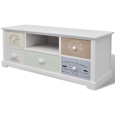 vidaXL Meuble TV en style français Bois Blanc - Publicité vidaXL Meuble TV en style français Bois Blanc - Publicité