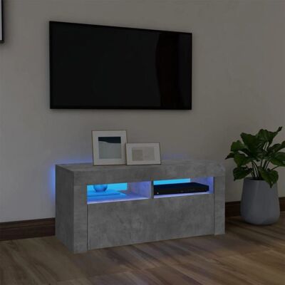 vidaXL Meuble TV avec Lumières LED Gris Béton - Meuble TV - Publicité vidaXL Meuble TV avec Lumières LED Gris Béton - Meuble TV - Publicité