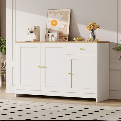 MERAX Buffet pour Salon et Salle à Manger - Blanc et Naturel - avec 3 Portes et 1 Tiroir Meuble de Rangement Moderne Blanc - Publicité MERAX Buffet pour Salon et Salle à Manger - Blanc et Naturel - avec 3 Portes et 1 Tiroir Meuble de Rangement Moderne Blanc - Publicité