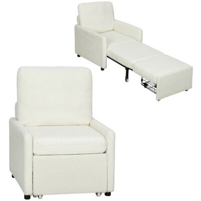 Fauteuil convertible 1 place - HOMCOM - rangement caché assise large et rembourrée - polaire Teddy - 72 x 855 x 91 cm - crème Blanc - Publicité Fauteuil convertible 1 place - HOMCOM - rangement caché assise large et rembourrée - polaire Teddy - 72 x 855 x 91 cm - crème Blanc - Publicité