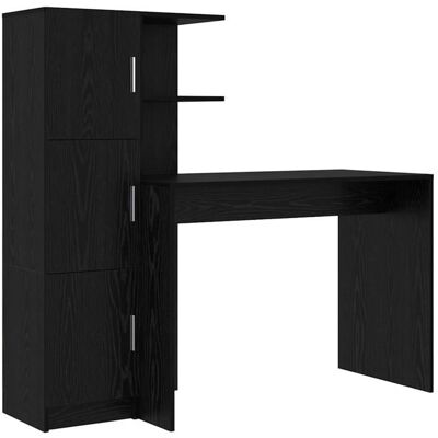 Bureau avec rangement - vidaXL - Chêne Noir - 102x50x124 cm - Bois dingénierie - 6 étagères - 2 portes - Design moderne - Publicité Bureau avec rangement - vidaXL - Chêne Noir - 102x50x124 cm - Bois dingénierie - 6 étagères - 2 portes - Design moderne - Publicité