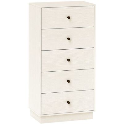 Commode 5 tiroirs - HOMCOM - meuble de rangement haut et étroit - style moderne -pour chambre à coucher salon - 47x29x95cm crème Blanc - Publicité Commode 5 tiroirs - HOMCOM - meuble de rangement haut et étroit - style moderne -pour chambre à coucher salon - 47x29x95cm crème Blanc - Publicité