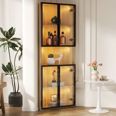 MERAX Vitrine d’Angle LED 160 cm avec Éclairage Intégré et 4 Portes – Colonne Vitrée en Verre Trempé Effet Chêne Marron - Publicité MERAX Vitrine d’Angle LED 160 cm avec Éclairage Intégré et 4 Portes – Colonne Vitrée en Verre Trempé Effet Chêne Marron - Publicité