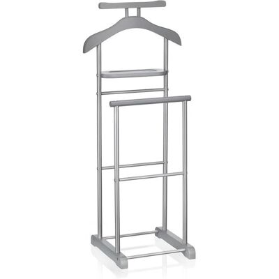 CARO-MÖBEL Valet de chambre MEDINA chevalet de nuit double portant pour vêtements en MDF gris et métal laqué argenté Gris - Publicité CARO-MÖBEL Valet de chambre MEDINA chevalet de nuit double portant pour vêtements en MDF gris et métal laqué argenté Gris - Publicité
