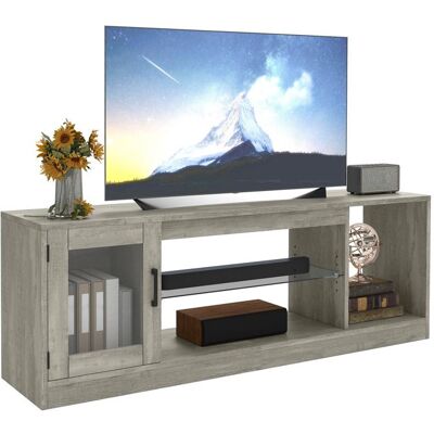 Meuble TV YITAHOME 148 cm pour téléviseurs jusquà 65 pouces avec 7 LED RGB Gris - Publicité Meuble TV YITAHOME 148 cm pour téléviseurs jusquà 65 pouces avec 7 LED RGB Gris - Publicité