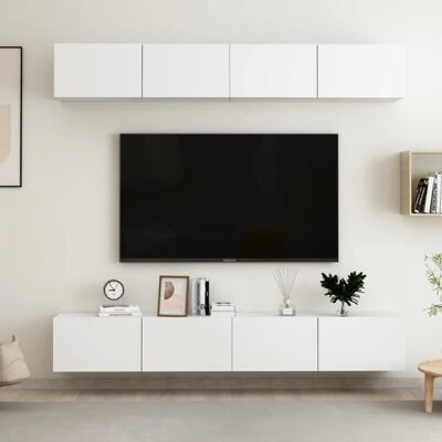 vidaXL Meubles TV 4 pcs Blanc 100x30x30 cm Bois dingénierie 3074452 Blanc - Publicité vidaXL Meubles TV 4 pcs Blanc 100x30x30 cm Bois dingénierie 3074452 Blanc - Publicité