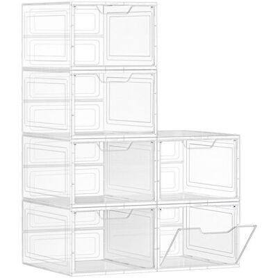 Boîtes à Chaussures - SONGMICS - Lot de 6 - Empilables - Blanc Transparent - Jusquà Pointure 44 Blanc - Publicité Boîtes à Chaussures - SONGMICS - Lot de 6 - Empilables - Blanc Transparent - Jusquà Pointure 44 Blanc - Publicité