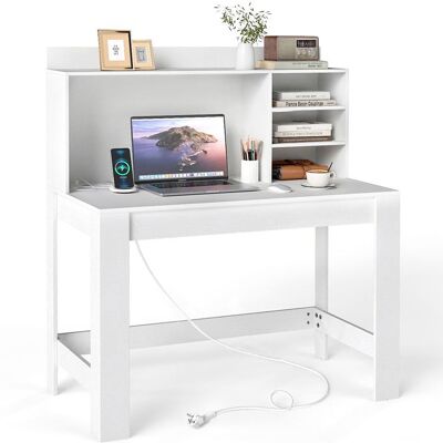 GIANTEX Bureau Informatique dOrdinateur Station de Charge Étagères de Rangement pour Salon Chambre 108 x 60 x 125 cm Blanc - Publicité GIANTEX Bureau Informatique dOrdinateur Station de Charge Étagères de Rangement pour Salon Chambre 108 x 60 x 125 cm Blanc - Publicité