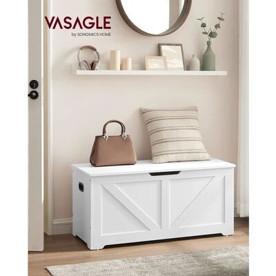 Coffre de Rangement - VASAGLE - Imitation Grange - Blanc Mat - 100 x 40 x 46 cm Blanc - Publicité Coffre de Rangement - VASAGLE - Imitation Grange - Blanc Mat - 100 x 40 x 46 cm Blanc - Publicité