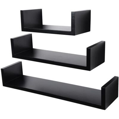 WOLTU Lot de 3 Etagères murale - Bois MDF - Noir - Epaisseur de 2 cm Noir - Publicité WOLTU Lot de 3 Etagères murale - Bois MDF - Noir - Epaisseur de 2 cm Noir - Publicité
