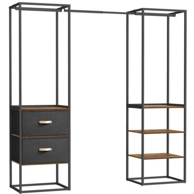 SONGMICS Armoire Ouverte avec 1 Tringle Extensible 2 Tiroirs et 4 Étagères Marron Marron - Publicité SONGMICS Armoire Ouverte avec 1 Tringle Extensible 2 Tiroirs et 4 Étagères Marron Marron - Publicité
