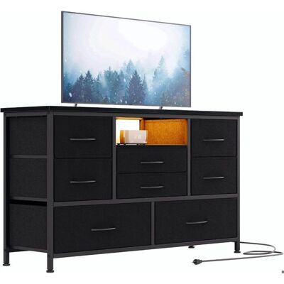 PROMIRACAL Commode de chambre - Moderne - 8 tiroirs - Tissu - Noir - 115x30x75CM Noir - Publicité PROMIRACAL Commode de chambre - Moderne - 8 tiroirs - Tissu - Noir - 115x30x75CM Noir - Publicité