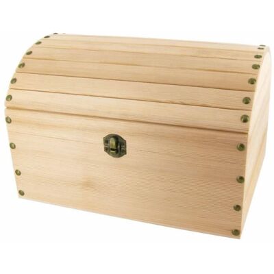 Coffre Malle CTOP - Forme pirate - 53*37*29 cm - Bois massif - Accessoire de rangement Beige - Publicité Coffre Malle CTOP - Forme pirate - 53*37*29 cm - Bois massif - Accessoire de rangement Beige - Publicité