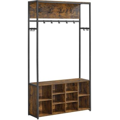 VASAGLE Porte-Manteau Étagères Réglables Compartiments Ouverts Style Industriel pour Entrée Couloir Marron Rustique et Noir dEncre Marron - Publicité VASAGLE Porte-Manteau Étagères Réglables Compartiments Ouverts Style Industriel pour Entrée Couloir Marron Rustique et Noir dEncre Marron - Publicité