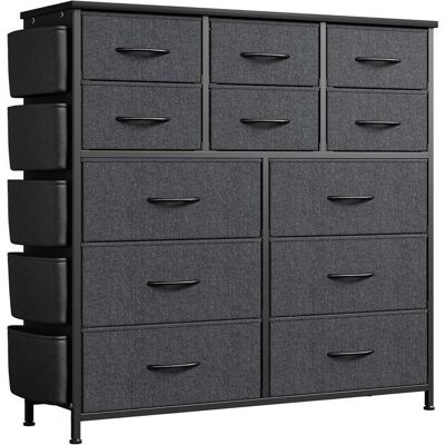 SALUT Grande commode de style scandinave 12 tiroirs crochets sac de rangement-30P x 90l x 110H Gris - Publicité SALUT Grande commode de style scandinave 12 tiroirs crochets sac de rangement-30P x 90l x 110H Gris - Publicité