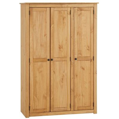 Idimex Armoire en bois CANCUN 3 portes tringle à vêtements et étagères 118 x 175 x 50 cm couleur bois naturel – pin massif Marron - Publicité Idimex Armoire en bois CANCUN 3 portes tringle à vêtements et étagères 118 x 175 x 50 cm couleur bois naturel – pin massif Marron - Publicité