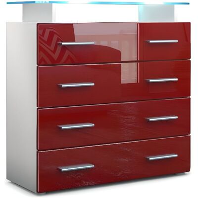 Vladon Commode buffet Pavos V2 en Blanc mat - Bordeaux haute brillance Rouge - Publicité Vladon Commode buffet Pavos V2 en Blanc mat - Bordeaux haute brillance Rouge - Publicité