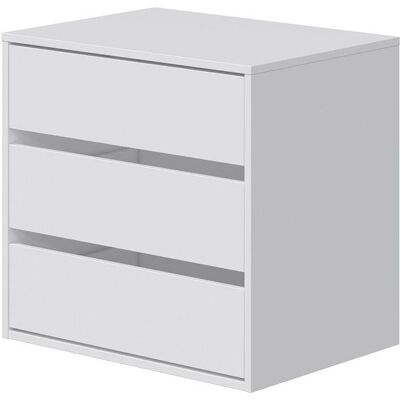 Commode avec 3 tiroirs coloris blanc - Hauteur 56 x largeur 60 x profondeur 44 cm Blanc - Publicité Commode avec 3 tiroirs coloris blanc - Hauteur 56 x largeur 60 x profondeur 44 cm Blanc - Publicité