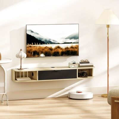 Generic Meuble TV suspendu 120 cm meuble télé pour téléviseur jusquà 50 pouces tiroir rabattable 2 étagères 120x24x16cm noir Noir - Publicité Generic Meuble TV suspendu 120 cm meuble télé pour téléviseur jusquà 50 pouces tiroir rabattable 2 étagères 120x24x16cm noir Noir - Publicité