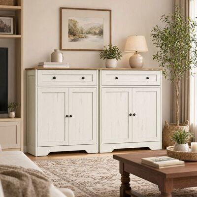 VASAGLE Buffet de Cuisine avec Étagères Réglables 1 Tiroir 2 Portes pour Salle à Manger Style Traditionnel basique Blanc Blanc - Publicité VASAGLE Buffet de Cuisine avec Étagères Réglables 1 Tiroir 2 Portes pour Salle à Manger Style Traditionnel basique Blanc Blanc - Publicité