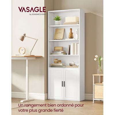 VASAGLE Bibliothèque Étagère Haute sur 6 Niveaux avec Portes Meuble de Rangement Ouvert 24 x 60 x 175 cm Salle à Manger Blanc Blanc - Publicité VASAGLE Bibliothèque Étagère Haute sur 6 Niveaux avec Portes Meuble de Rangement Ouvert 24 x 60 x 175 cm Salle à Manger Blanc Blanc - Publicité