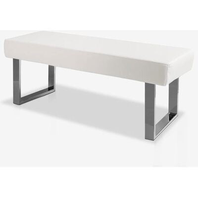 JIEXI Banquette moderne banquette à pieds brillants en cuir PU rembourrée pour salon et couloir (blanc) Blanc - Publicité JIEXI Banquette moderne banquette à pieds brillants en cuir PU rembourrée pour salon et couloir (blanc) Blanc - Publicité