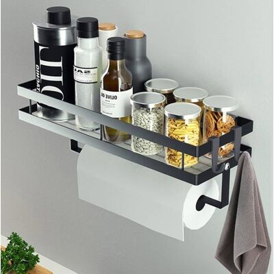 RYTTGOP à épices murale sans perçageetagere rangement à épices suspendue avec porte-rouleau de cuisine et 4 crochets amovibles 35 cm Noir Noir - Publicité RYTTGOP à épices murale sans perçageetagere rangement à épices suspendue avec porte-rouleau de cuisine et 4 crochets amovibles 35 cm Noir Noir - Publicité