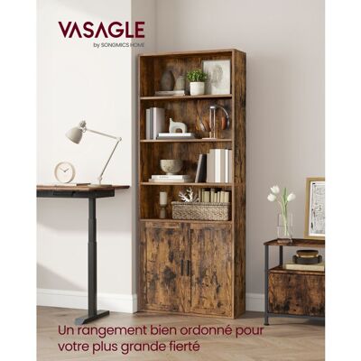 VASAGLE Bibliothèque sur 6 Niveaux avec Portes 24 x 60 x 175 cm pour Salon Bureau Salle à Manger Marron Rustique Marron - Publicité VASAGLE Bibliothèque sur 6 Niveaux avec Portes 24 x 60 x 175 cm pour Salon Bureau Salle à Manger Marron Rustique Marron - Publicité