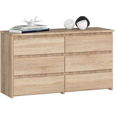 MATKAM Buffet avec 6 Tiroirs Chêne Sonoma - Commode Style Contemporain - 100 x 35 x 57 cm Marron - Publicité MATKAM Buffet avec 6 Tiroirs Chêne Sonoma - Commode Style Contemporain - 100 x 35 x 57 cm Marron - Publicité