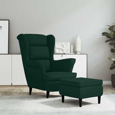 vidaXL Fauteuil à oreilles avec tabouret vert foncé velours 3115933 Vert - Publicité vidaXL Fauteuil à oreilles avec tabouret vert foncé velours 3115933 Vert - Publicité
