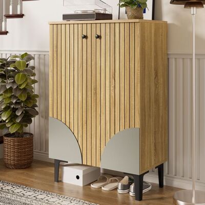 Generic Meuble a chaussures 60x32x94 cm avec portes Armoire à chaussures avec étagères et espace de rangement Meuble entree en naturel Marron - Publicité Generic Meuble a chaussures 60x32x94 cm avec portes Armoire à chaussures avec étagères et espace de rangement Meuble entree en naturel Marron - Publicité
