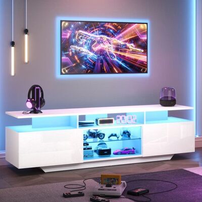 Generic Meuble TV haut 160x40x45 cm Meuble tele avec 2 armoires Meuble tele avec barre lumineuse LED avec 8 étagères MDF TV 70 pouces Blanc - Publicité Generic Meuble TV haut 160x40x45 cm Meuble tele avec 2 armoires Meuble tele avec barre lumineuse LED avec 8 étagères MDF TV 70 pouces Blanc - Publicité