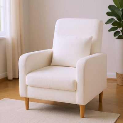 COSTWAY Fauteuil Moderne Rembourré avec Coussin Lombaire - Pieds en Bois de Caoutchouc pour Salon Chambre à Coucher 69 x 76 x 92 Blanc - Publicité COSTWAY Fauteuil Moderne Rembourré avec Coussin Lombaire - Pieds en Bois de Caoutchouc pour Salon Chambre à Coucher 69 x 76 x 92 Blanc - Publicité